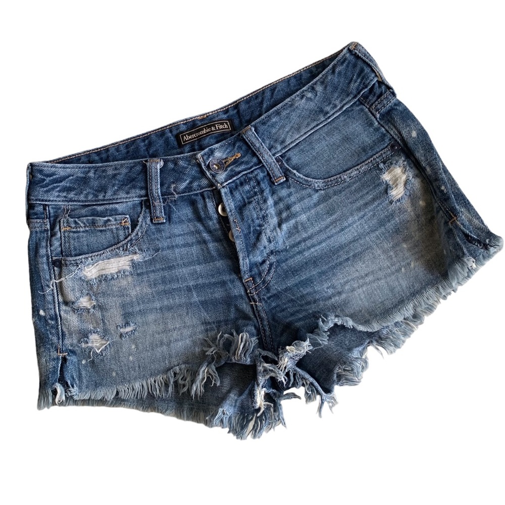 Abercrombie & Fitch Blue Distressed Jean Shorts